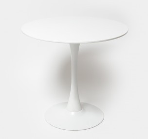 Стол Barneo T-3 Tulip style, MDF, H-75cm - круг диаметр 100см, RAL9003 белый, каркас RAL9003 белый