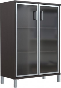 Шкаф средний со стеклянными дверьми в AL-рамке B 420.7 Венге Магия 900х450х1286