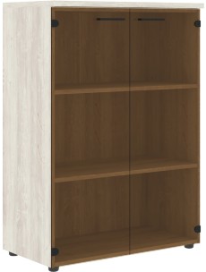 Шкаф со стеклянными дверьми и топом XMC 85.2 Сосна Эдмонт 856х432х1190