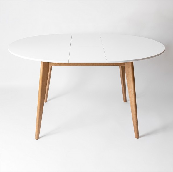 Стол раскладной Орион Plus 1000(+300), Дуб натуральный/Белая эмаль